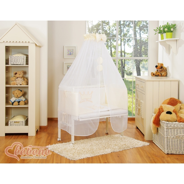 Bedkant Wieg met Matras en beddengoed -  Ivoor Little Prince Princess