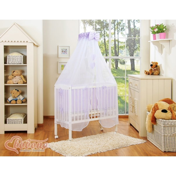 Bedkant Wieg met Matras en beddengoed -  Purper