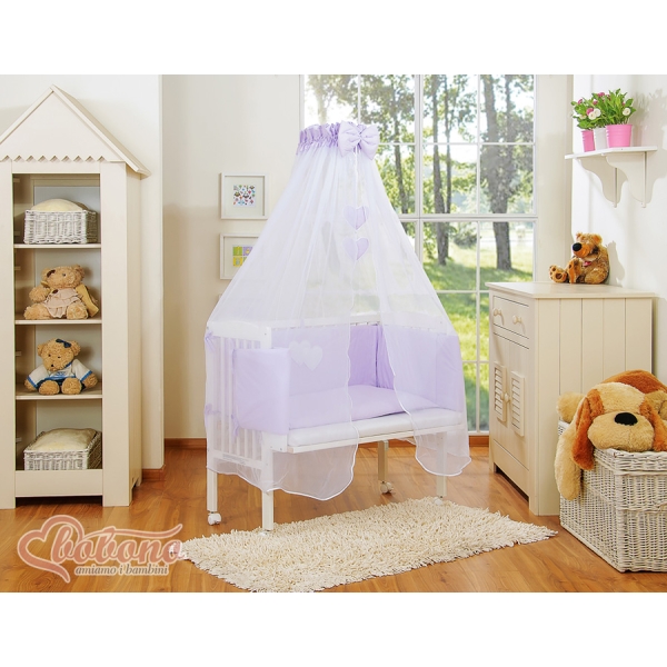 Bedkant Wieg met Matras en beddengoed -  Purper