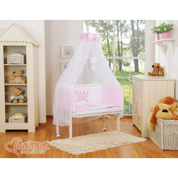 Bedkant Wieg met Matras en beddengoed -  Roze Little Prince Princess