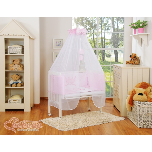 Bedkant Wieg met Matras en beddengoed -  Roze Little Prince Princess
