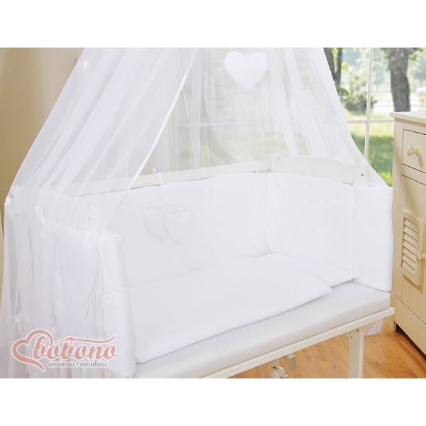 Bedkant Wieg met Matras en beddengoed -  Wit