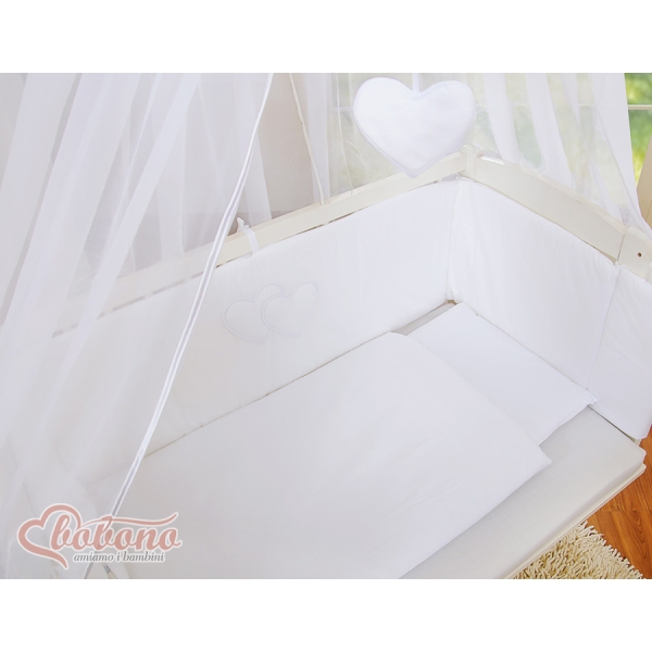 Bedkant Wieg met Matras en beddengoed -  Wit