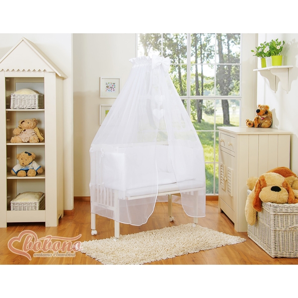 Bedkant Wieg met Matras en beddengoed -  Wit