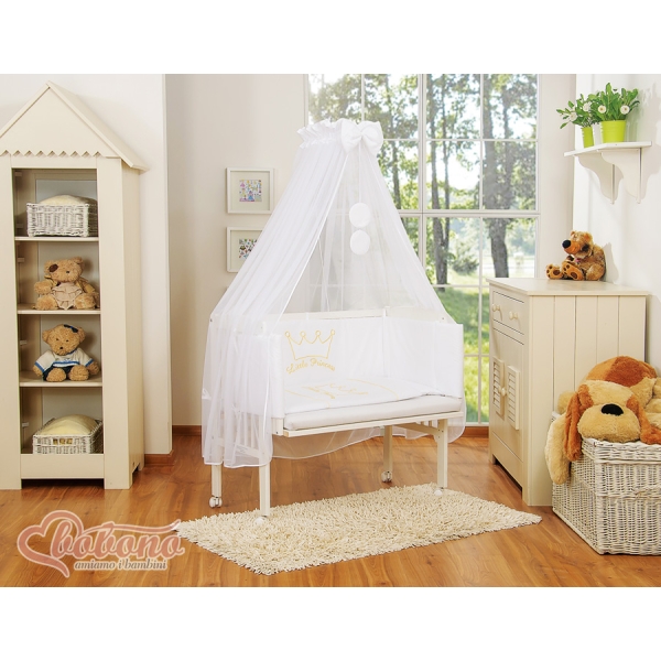 Bedkant Wieg met Matras en beddengoed -  Wit Little Prince Princess