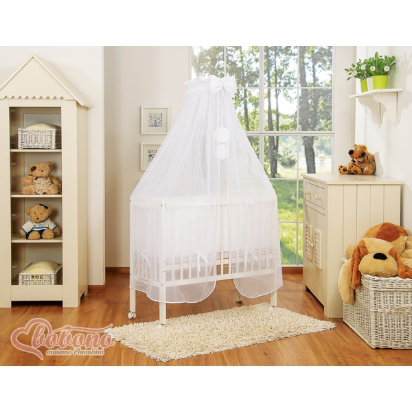 Bedkant Wieg met Matras en beddengoed -  Wit Little Prince Princess