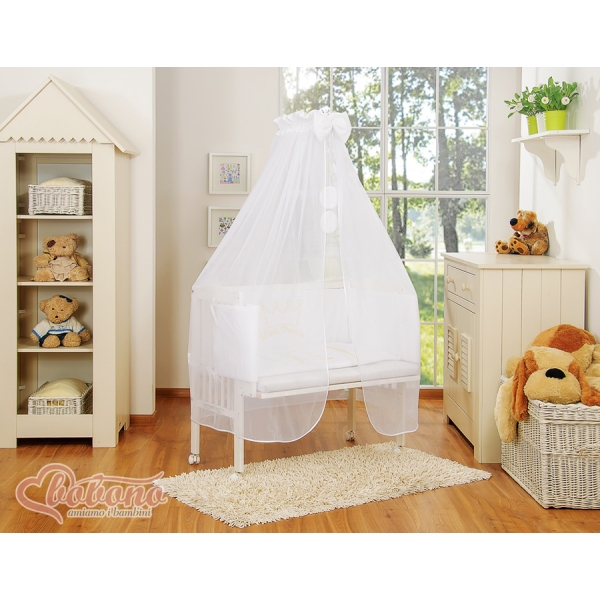 Bedkant Wieg met Matras en beddengoed -  Wit Little Prince Princess