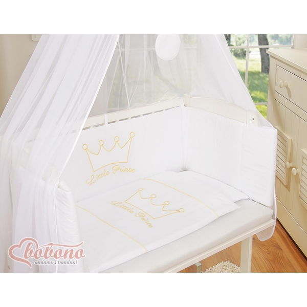 Bedkant Wieg met Matras en beddengoed -  Wit Little Prince Princess