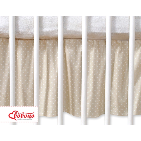Bedrok Maskerende Ruche voor Babybed 140x70 cm - Harten Beige Polkaprikker