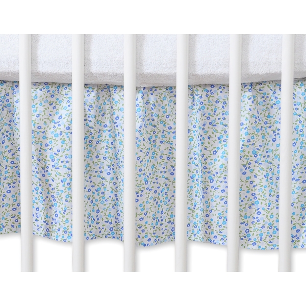 Bedrok Maskerende Ruche voor Babybed 140x70 cm - Harten Blauw Bloemenweide Bloemen