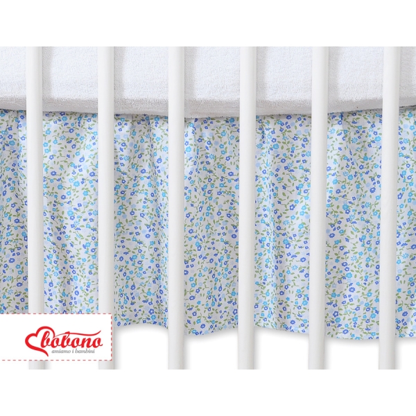 Bedrok Maskerende Ruche voor Babybed 140x70 cm - Harten Blauw Bloemenweide Bloemen