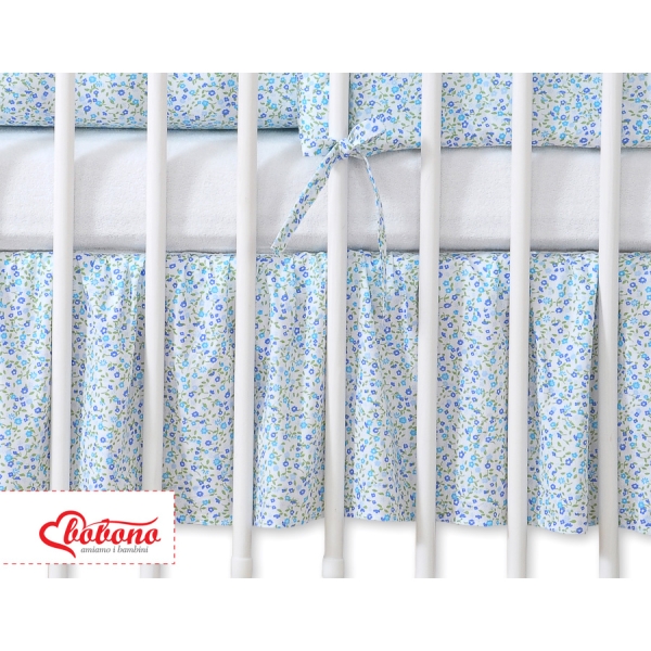 Bedrok Maskerende Ruche voor Babybed 140x70 cm - Harten Blauw Bloemenweide Bloemen
