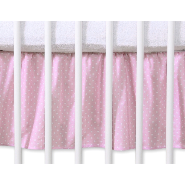 Bedrok Maskerende Ruche voor Babybed 140x70 cm - Harten Roze Polkaprikker