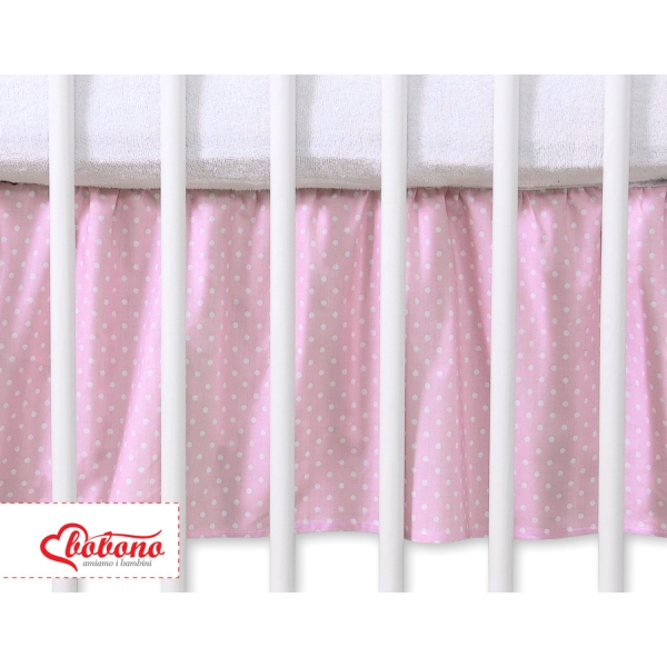 Bedrok Maskerende Ruche voor Babybed 140x70 cm - Harten Roze Polkaprikker