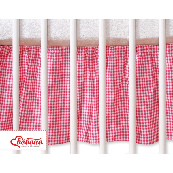 Bedrok voor Baby Ledikant 120x60 cm - Harten Roze Geruit
