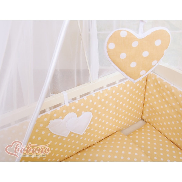 Bijzetbed baby met Matras en beddengoed -  Beige Polkaprikker