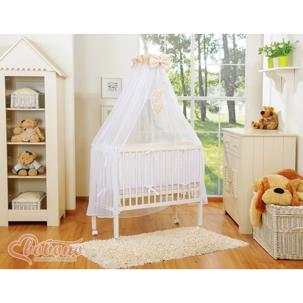 Bijzetbed baby met Matras en beddengoed -  Beige Polkaprikker