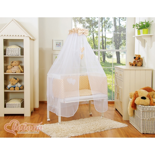 Bijzetbed baby met Matras en beddengoed -  Beige Polkaprikker