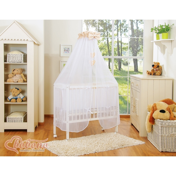Bijzetbed baby met Matras en beddengoed -  Beige Polkaprikker