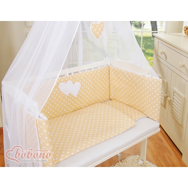 Bijzetbed baby met Matras en beddengoed -  Beige Polkaprikker
