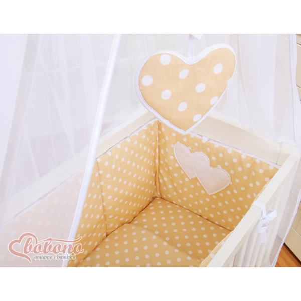 Bijzetbed baby met Matras en beddengoed -  Beige Polkaprikker