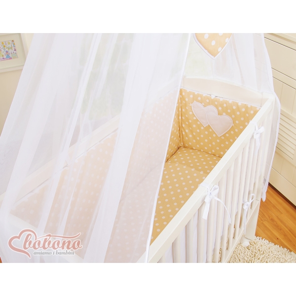 Bijzetbed baby met Matras en beddengoed -  Beige Polkaprikker