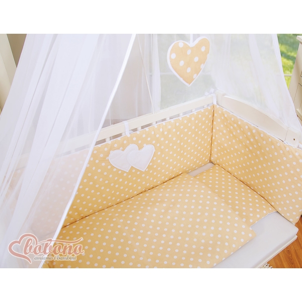 Bijzetbed baby met Matras en beddengoed -  Beige Polkaprikker
