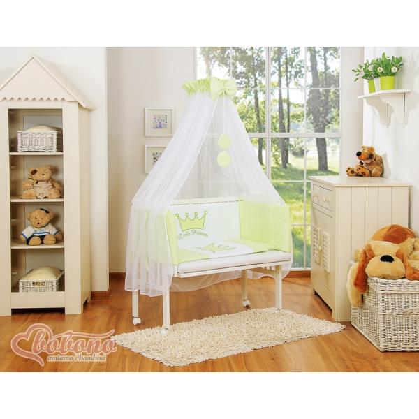 Bijzetbed baby met Matras en beddengoed -  Groen Little Prince Princess