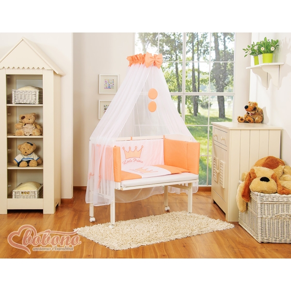 Bijzetbed baby met Matras en beddengoed -  Perzik Little Prince Princess