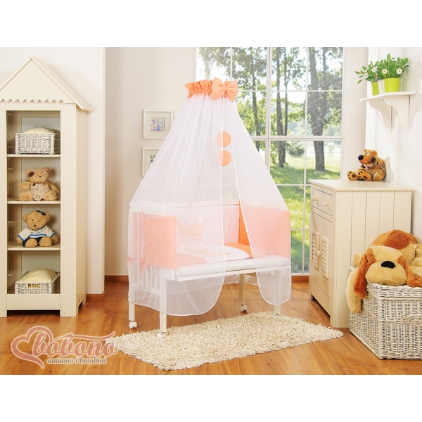 Bijzetbed baby met Matras en beddengoed -  Perzik Little Prince Princess