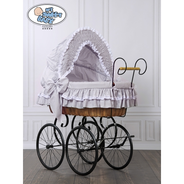 Brocante Babywieg Rotan Grijs Victoria