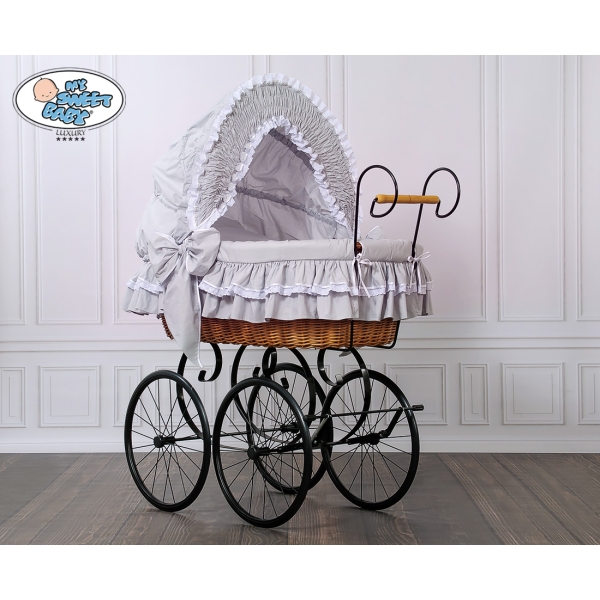 Brocante Babywieg Rotan Grijs Victoria