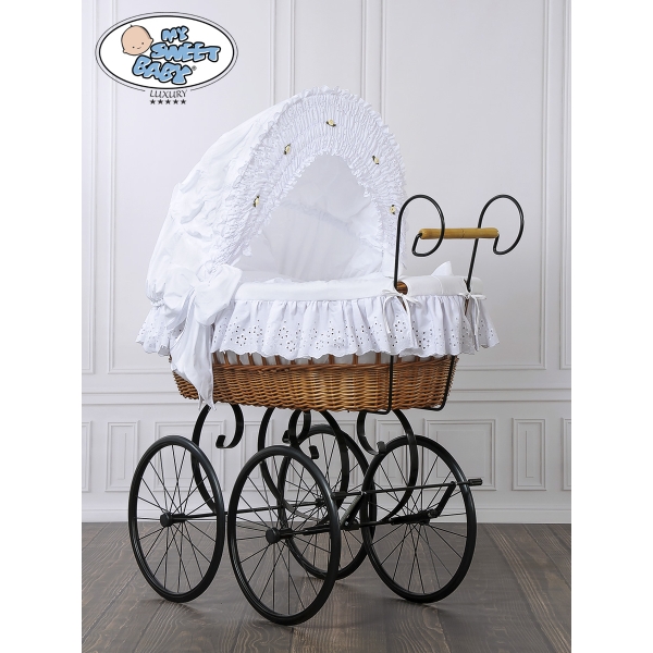 Brocante Babywieg Rotan Kribbe Wit Sisi