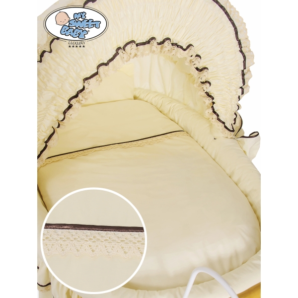Brocante Babywiegje / Retro Rieten Babybed  Ivoor Emma
