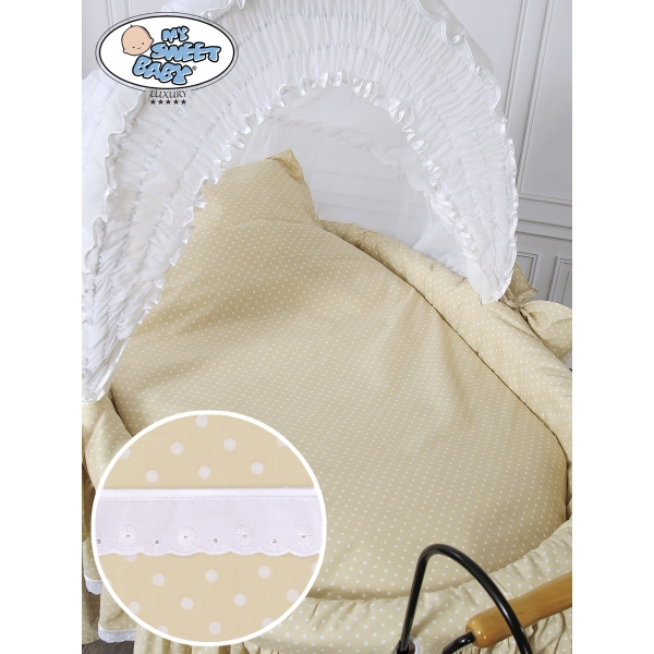 Brocante Retro Rieten Wieg Wit Beige Christine
