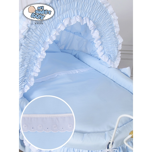 Brocante Rotan Wieg Blauw Victoria