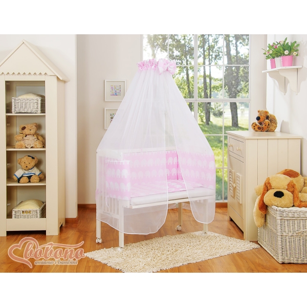 Co-sleeper Kinderbed met Matras en beddengoed -  Roze