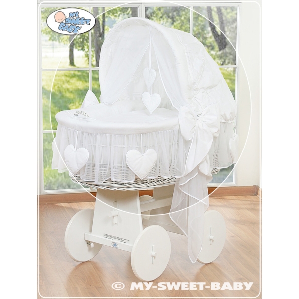 Complete Bekleding Beddengoed voor Babywieg Wit Harten