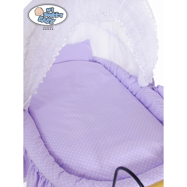 Complete Brocante Babywieg Rotan Wit Purper Christine