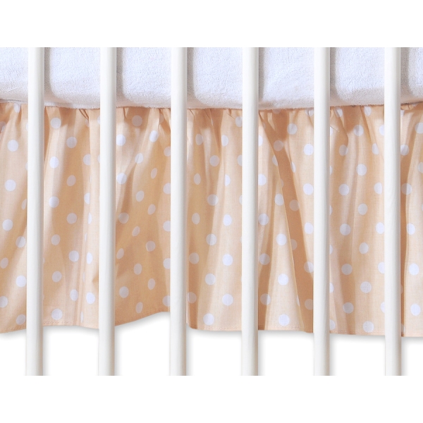 Decoratieve Bedrok Stofhoes Maskerende Ruche voor Kinderbed 140x70 cm - Harten Beige Polkaprikker