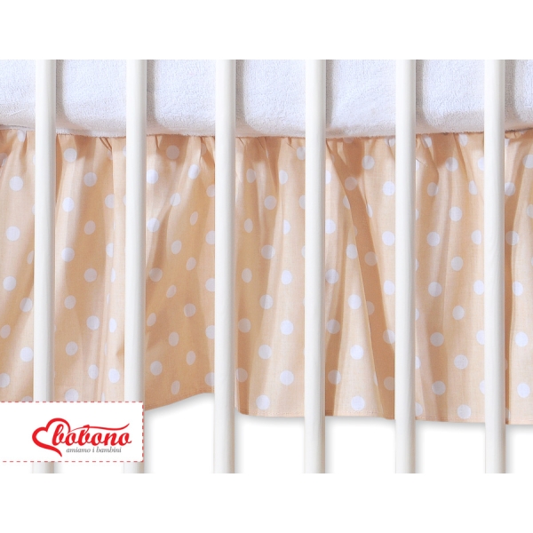 Decoratieve Bedrok Stofhoes Maskerende Ruche voor Kinderbed 140x70 cm - Harten Beige Polkaprikker