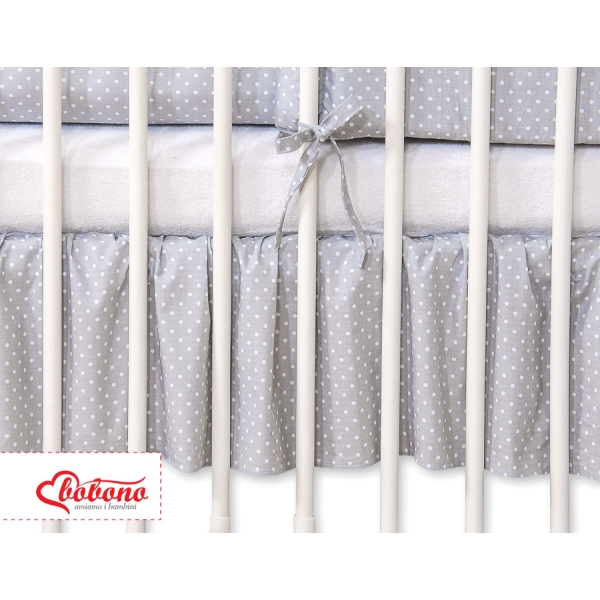 Decoratieve Bedrok Stofhoes Maskerende Ruche voor Kinderbed 140x70 cm - Harten Grijs Polkaprikker