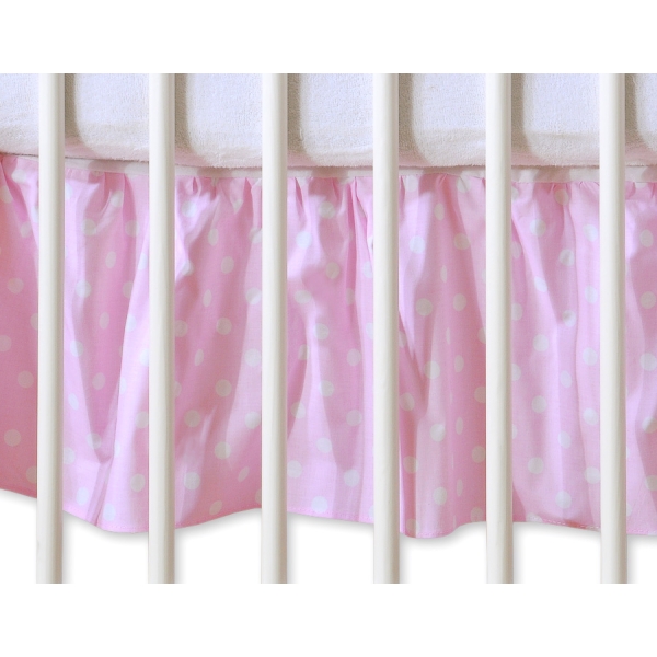 Decoratieve Bedrok Stofhoes Maskerende Ruche voor Kinderbed 140x70 cm - Harten Roze Polkaprikker