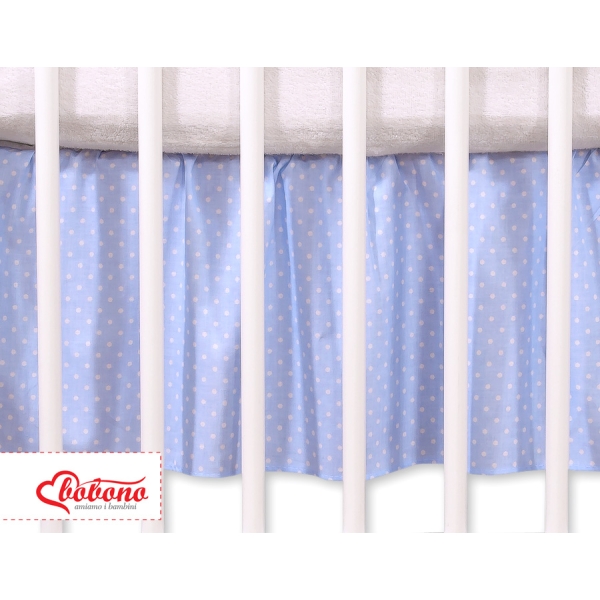 Decoratieve Bedrok Stofhoes Ruche voor Kinderbed 140x70 cm - Harten Blauw Polkaprikker