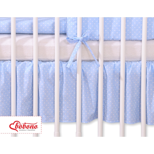 Decoratieve Bedrok Stofhoes Ruche voor Kinderbed 140x70 cm - Harten Blauw Polkaprikker