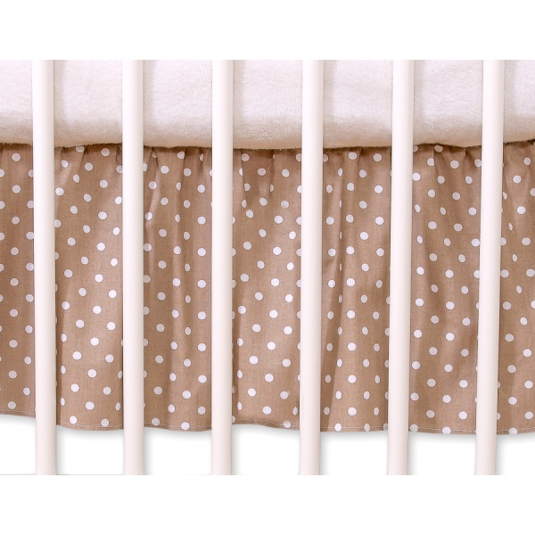 Decoratieve Bedrok Stofhoes Ruche voor Kinderbed 140x70 cm - Harten Bruin Polkaprikker