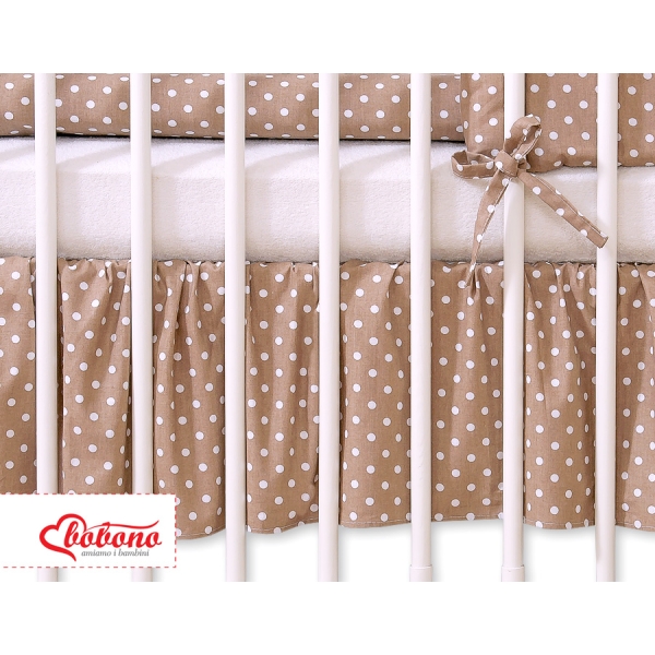 Decoratieve Bedrok Stofhoes Ruche voor Kinderbed 140x70 cm - Harten Bruin Polkaprikker