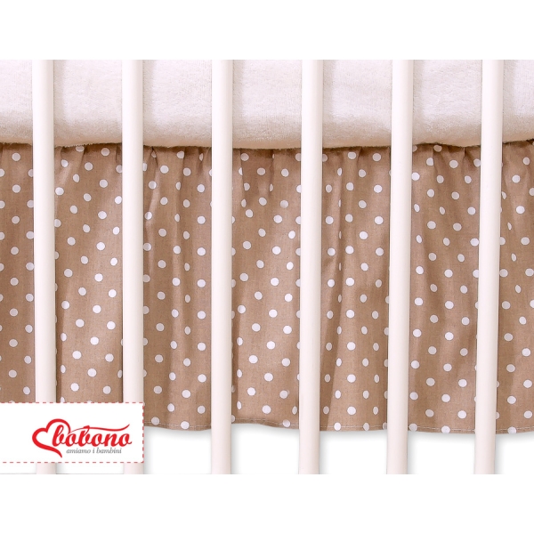 Decoratieve Bedrok Stofhoes Ruche voor Kinderbed 140x70 cm - Harten Bruin Polkaprikker