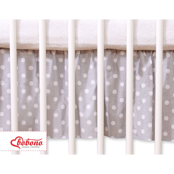 Decoratieve Bedrok Stofhoes Ruche voor Kinderbed 140x70 cm - Harten Grijs Polkaprikker