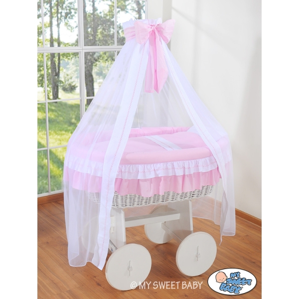 Deluxe Babybed met Rieten Babymand Roze Bellamie